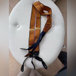 Cole Haan Men’s Suspenders Brass Hardware Striped Heritage; Made in USA